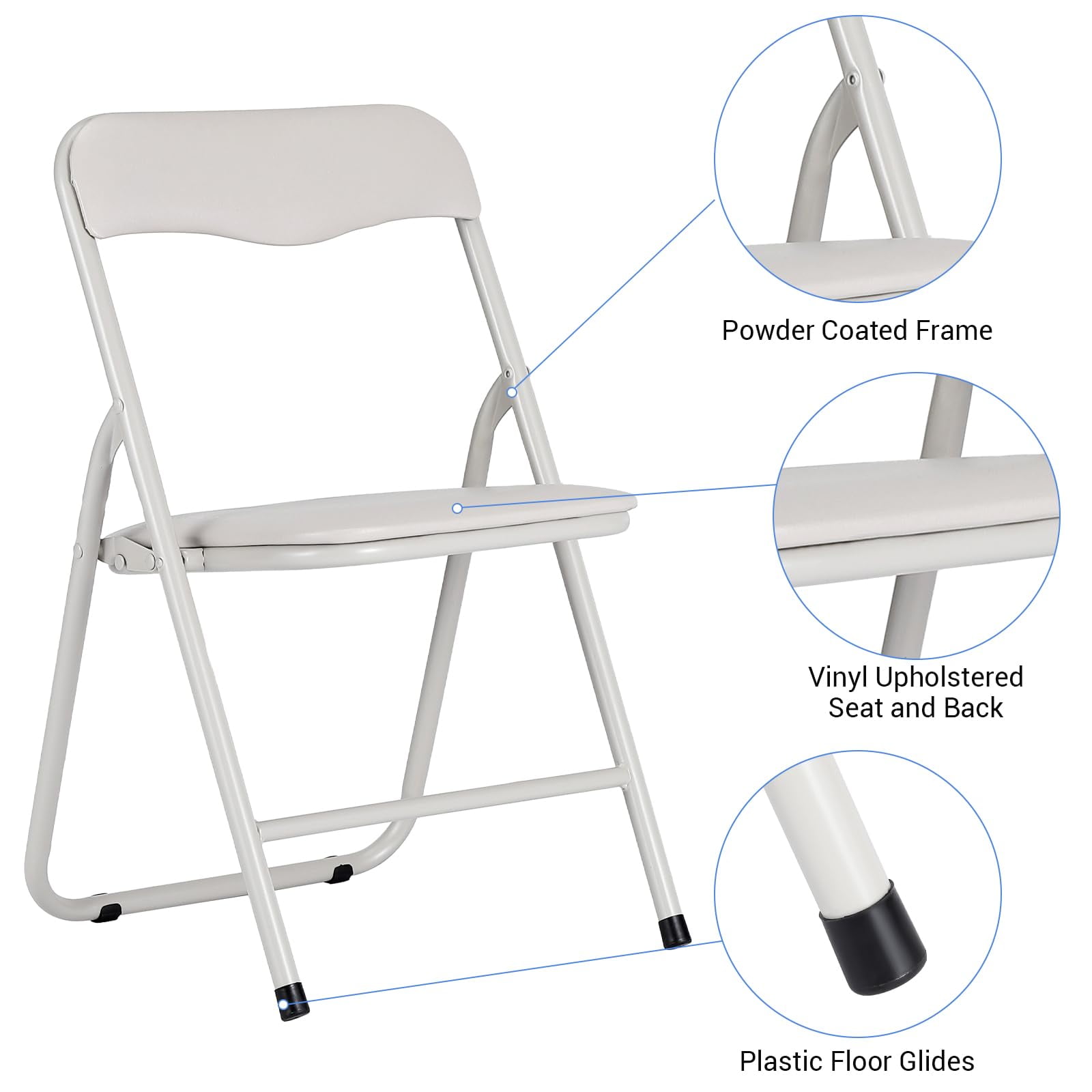 Folding Card Table and Chair Set of 5, Upholstered Foldable Table and Chair Set, Portable Metal Frame Children's Activity Table and Chairs Set for Eating, Reading, Playing, Beige