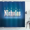 thumbnail image 1 of Nicholas Shower Curtain, Surprise Party for the Birthday Boy Child`s Name with Burning Candles, Fabric Bathroom Set with Hooks, 69W X 70L Inches, Blue and Multicolor, by Ambesonne, 1 of 3