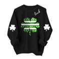 thumbnail image 2 of BRGZLK St.Patrick's Day Sweatshirts for Women Round Neck Print Sweatshirt Long Sleeve Funny Irish Shamrock Graphic Pullover Top Holiday Clothes Black A S, 2 of 6