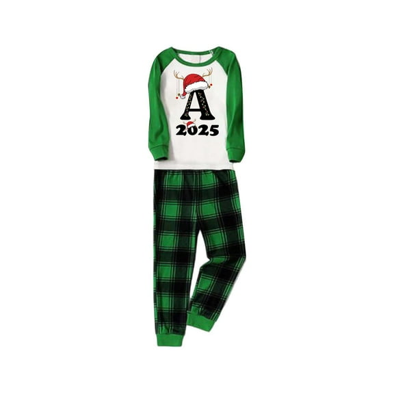 Christmas Family Pajamas Matching Sets 26 Initial Letter Long Sleeve Top and Pants Family Christmas Pajamas 2025