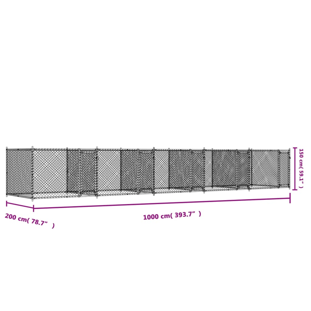 vidaXL Dog Cage Grey Galvanized steel Extra Large Doors Dog Cage