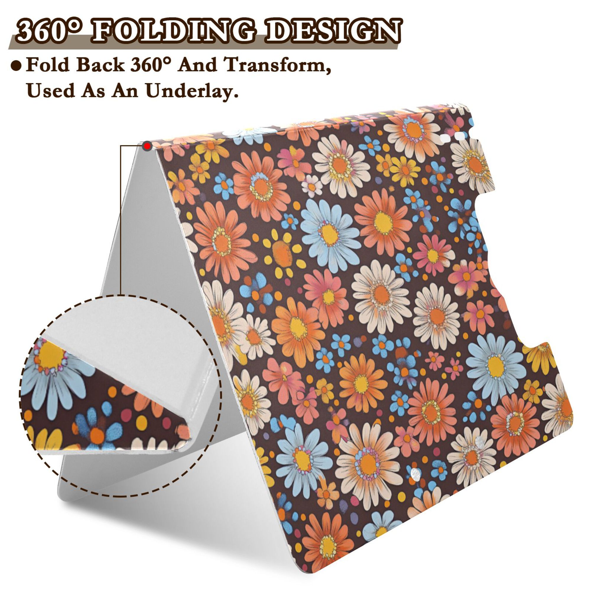 FORMRS A4 Clipboard Folder with Pen Holder Horizontal Foldable School Office Binder, Colorful Flowers