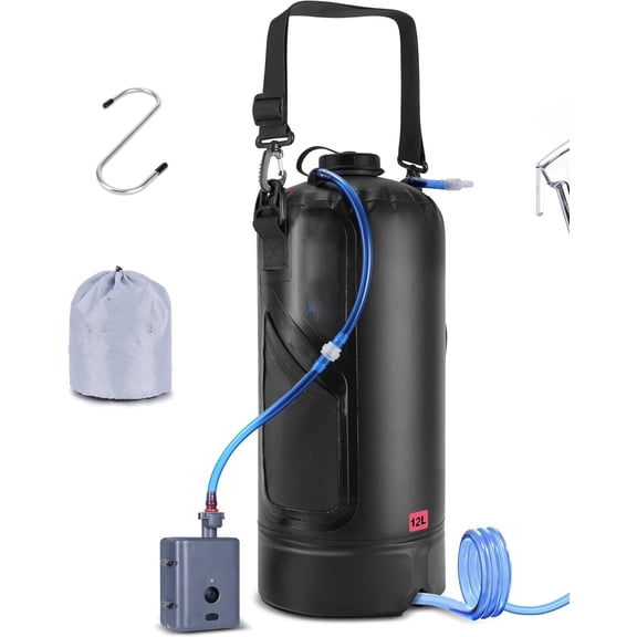 Portable Shower Bag with Auto Pressure Pump for Camping, Beach, Hiking, RV and Pet Bath