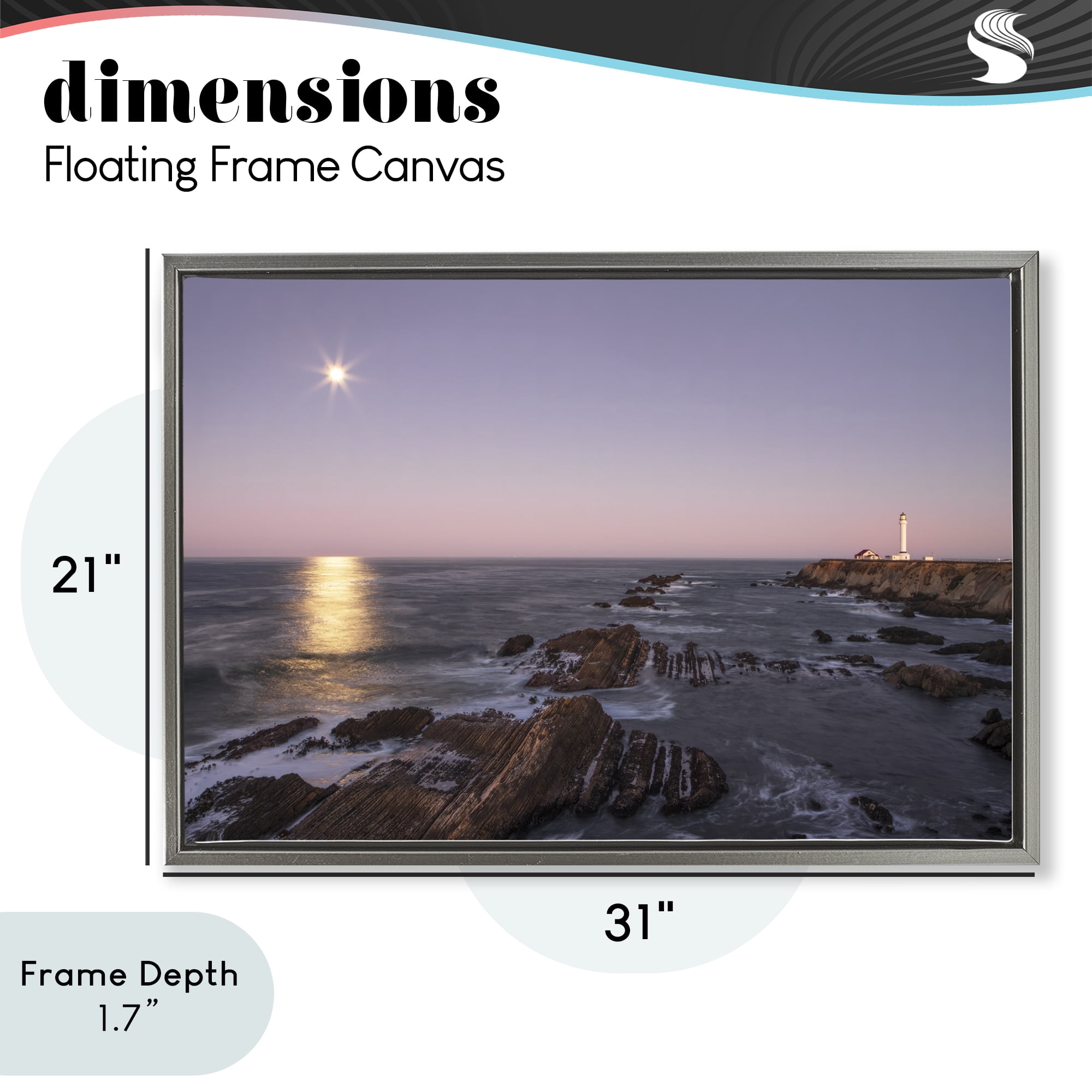 Stupell Industries Moon Arena Coastline Gray Framed Floater Canvas Wall Art, design by Shelley Carlisle