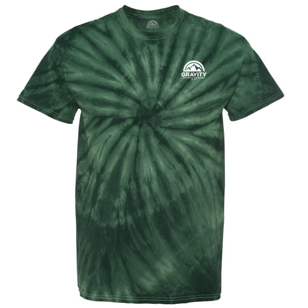 Camiseta del logotipo de la pequeña tinta del tinte del tinte de la gravedad al aire libre - Logotipo blanco - Bosque Green - X-Large Gravity Outdoor Co. Camiseta de manga corta