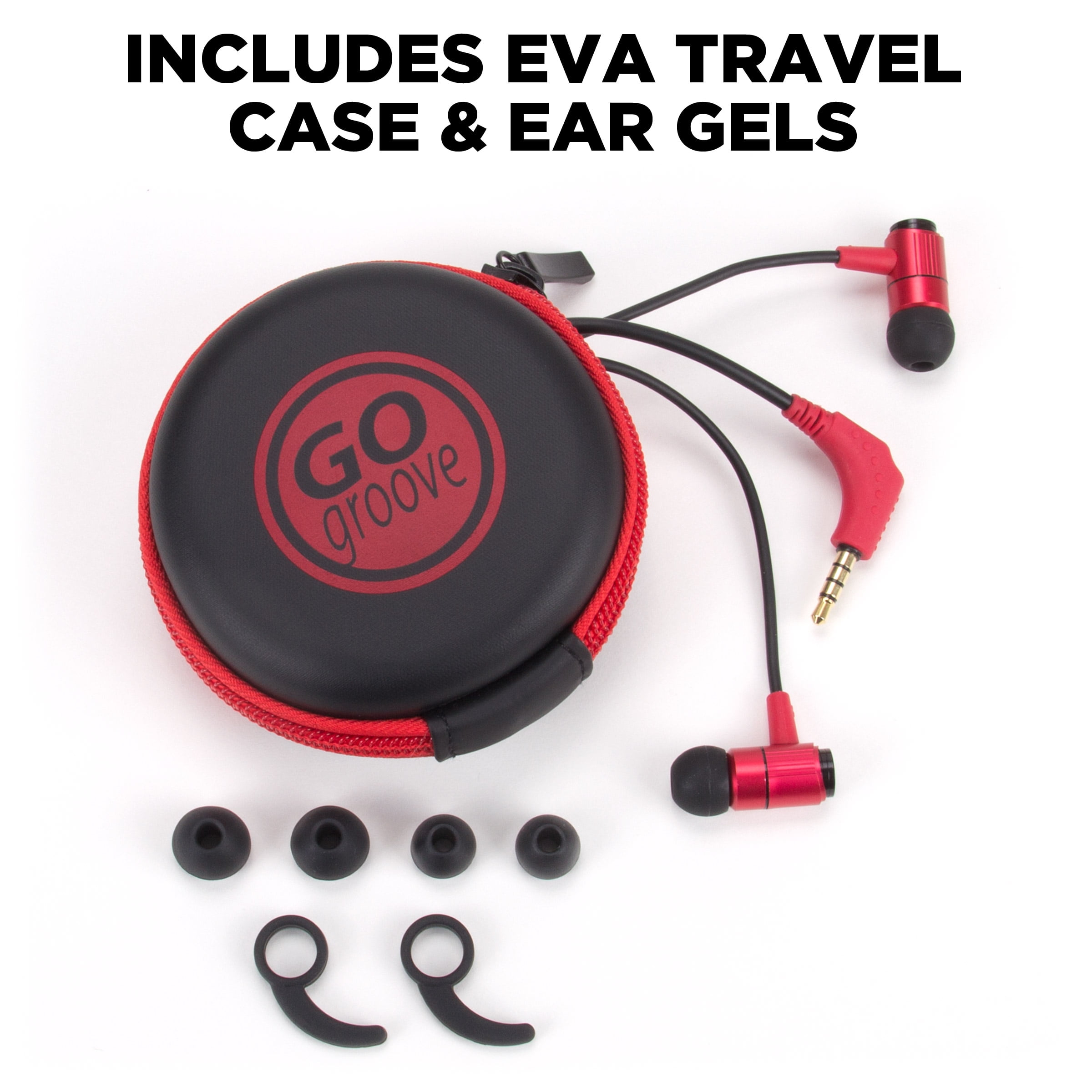 Rugged AudiOHM RNF Red Ergonomic Earbud Headphones with Lifetime Warranty by GOgroove feat. Handsfree Mic and Military Grade Materials for Body Armor - Works With Apple , Samsung , HTC and More