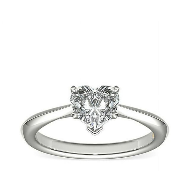 1.00 Carat Excellent Heart Shape Genuine Diamond Latest Design Solitaire Engagement Ring for Ladies Solid 18K White Gold Size 7.5