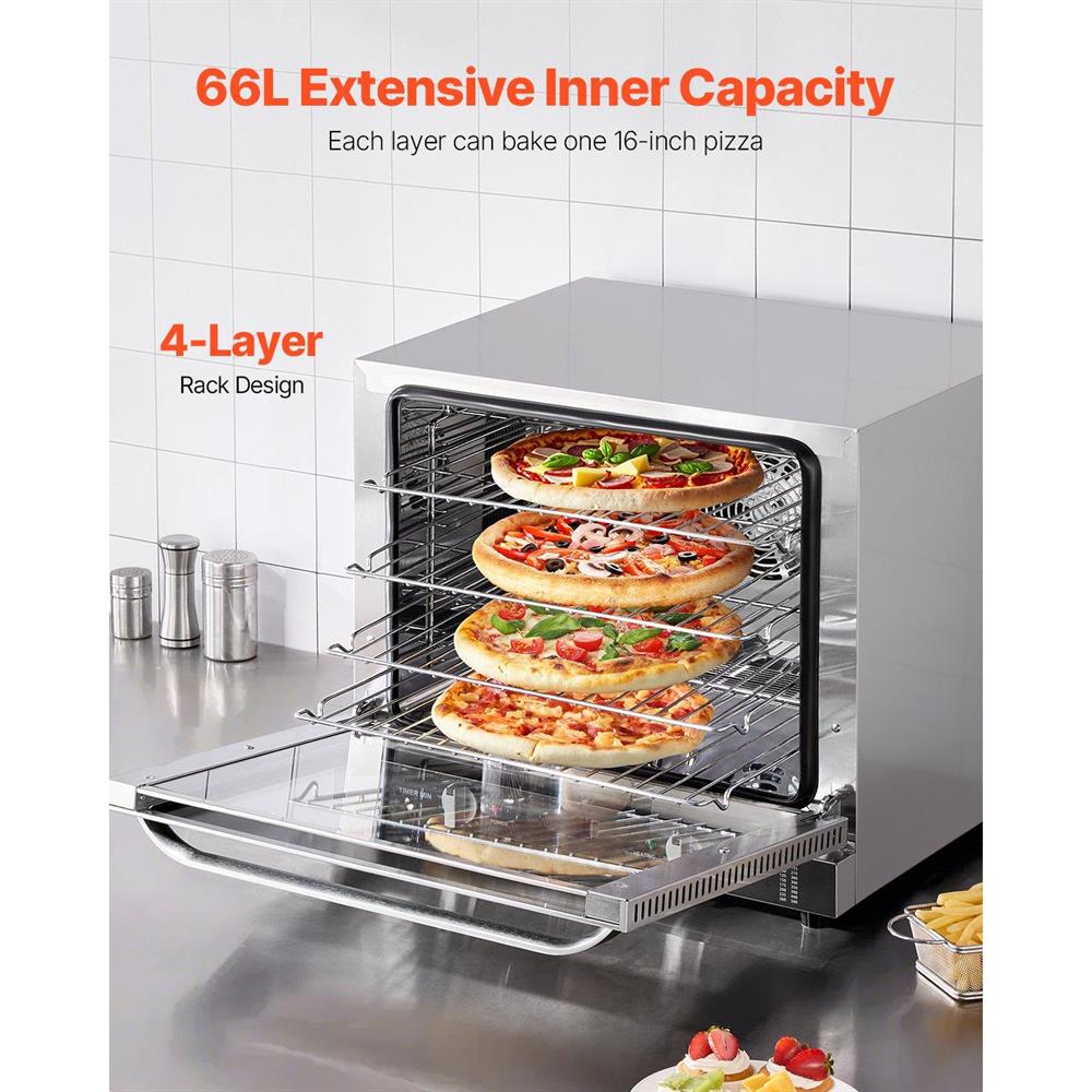 Choco Moon 66L Commercial Countertop Oven 2800W - Stainless Steel Toaster Oven - Large Capacity Multi-Functional Baking