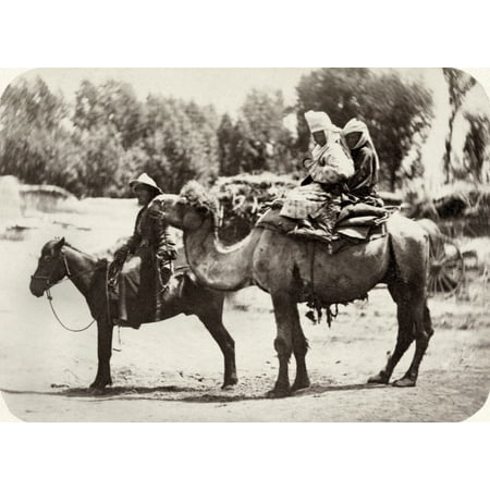 Central Asian Travelers Na Group Of Central Asian Travelers On Horseback And Camel Photograph C1870 Poster Print by Granger Collection