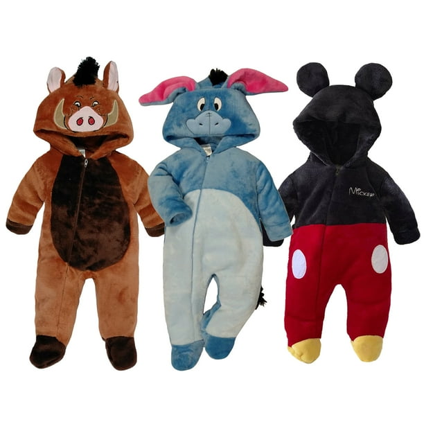 Kit 3 Mamelucos con Gorro Bordado Disney Pumba, Eeyore, Mickey Disney KitB144