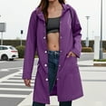 thumbnail image 2 of YDFCWXW Raincoats For Women Waterproof Button Down Long Hooded Trench Coats With Pockets Fashion Hiking Travel Windbreaker Purple, S, 2 of 7
