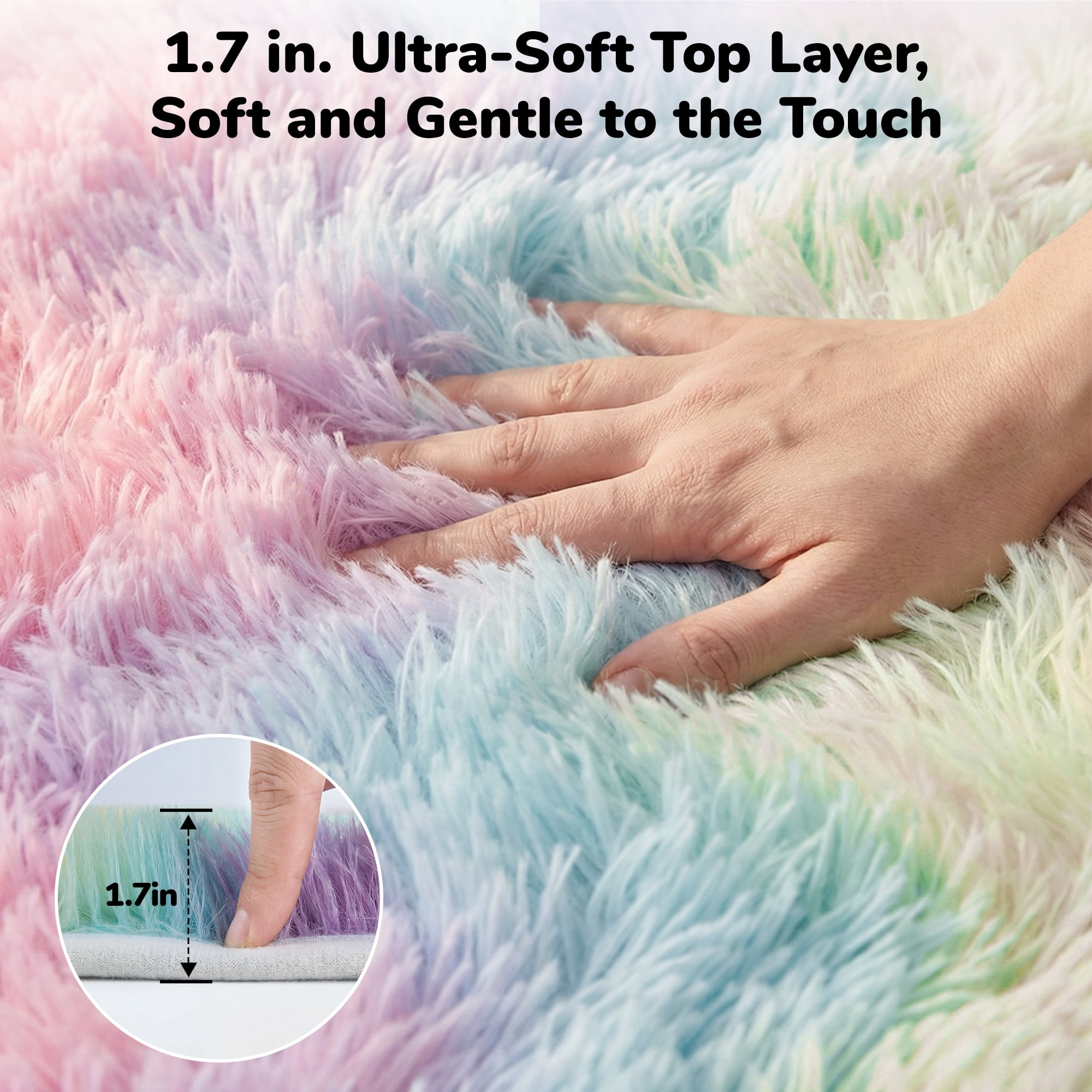 Lalado 8ft x 10ft Shag Area Rug, Soft Fluffy Indoor Tie-Dye Area Rugs for Living Room Bedroom Decor Carpet, Rainbow Pink