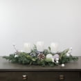 thumbnail image 2 of Northlight Pine and Berries Triple Candle Holder with Iridescent Christmas Ornaments - 32", 2 of 5