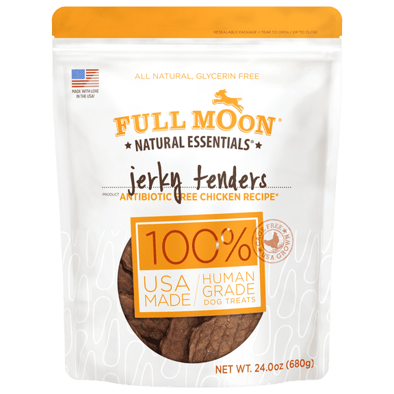 Full Moon All Natural Human Grade Dog Treats, Essential Chicken Jerky Tenders, 24 Ounce