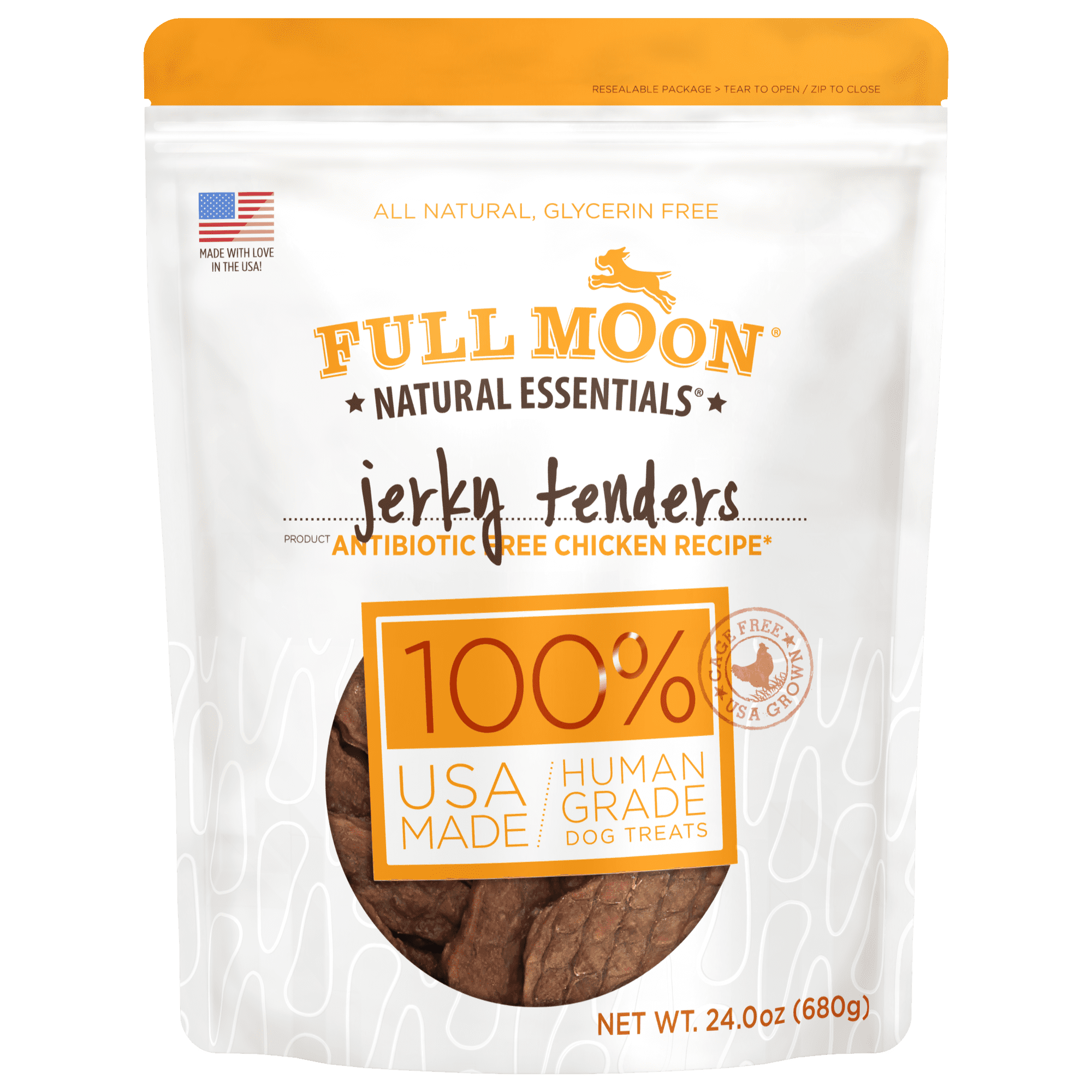 Full Moon All Natural Human Grade Dog Treats, Essential Chicken Jerky Tenders, 24 Ounce