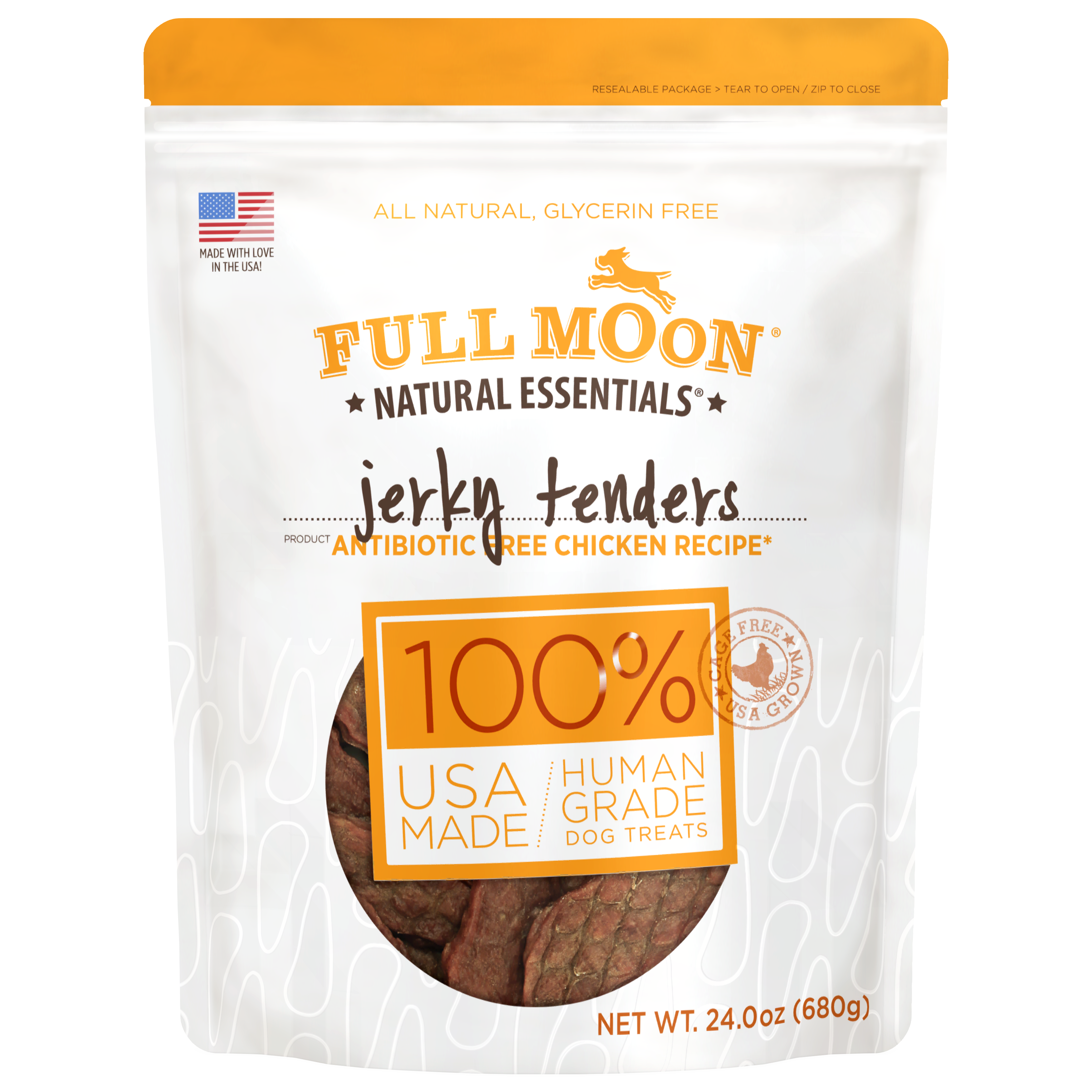 Full Moon All Natural Human Grade Dog Treats, Essential Chicken Jerky Tenders, 24 Ounce