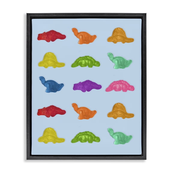 Stupell Industries Cottage Colorful Dinosaur Candies Black Floating Frame Canvas Art, 17 x 21, by LISH Creative