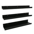 24 Inch Black Floating Shelves for Wall Decor Ledge Set of 3 Wall Mount