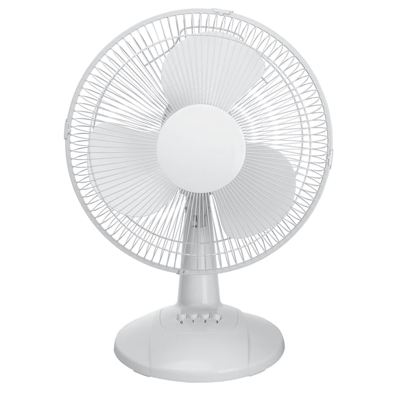 Mainstays 12-inch Table Fan with 3-Speed Settings and Oscillation, White, FT30-8MBWV
