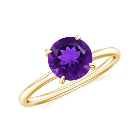 1.5 CT Natural Amethyst Solitaire Ring for Women in Sterling Silver / Yellow Gold Plated| February Birthstone, Birthday, Engagement, Wedding Jewelry Gift Ring Size 5