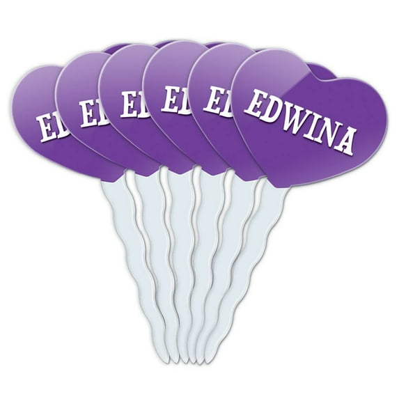 Edwina Heart Love Cupcake Picks Toppers - Set of 6