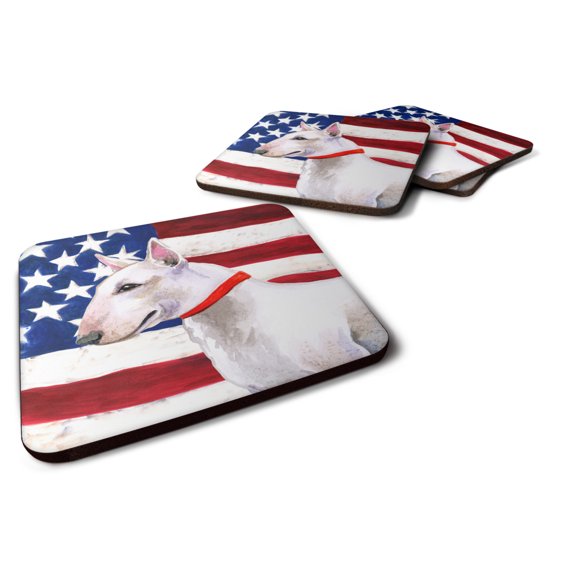 Bull Terrier Patriotic Foam Coaster Set of 4