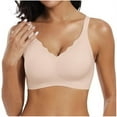 thumbnail image 2 of Ahuyic Womens Bra,Summer Plus Size Bra,Womens Seamless Thin Without Rims Soft Support Gathered Breathable Underwear Daily Bra.,Beige,M, 2 of 3