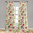 thumbnail image 2 of Floral Design Window Curtains, Simplistic Modern Flowers with Leaves Greenery Meadow Vibe Art, Lightweight Decor 2-Panel Set with Rod Pocket, Pair of - 28"x63", Pistachio Green Dark Pink, by Ambesonne, 2 of 3