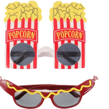 

HOMEMAXS 2 Pairs Popcorn Sausage Shape Glasses Novelty Funny Eyeglasses Party Sunglasses Eyewear for Hawaii Party