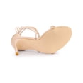 thumbnail image 5 of BLISSFUL STEP Women Woven Strap Lace Up Strappy Stiletto Heel Sandals Beige 9, 5 of 7