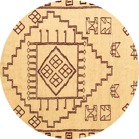 Ahgly Company Indoor Round Solid Brown Modern Area Rugs, 8' Round