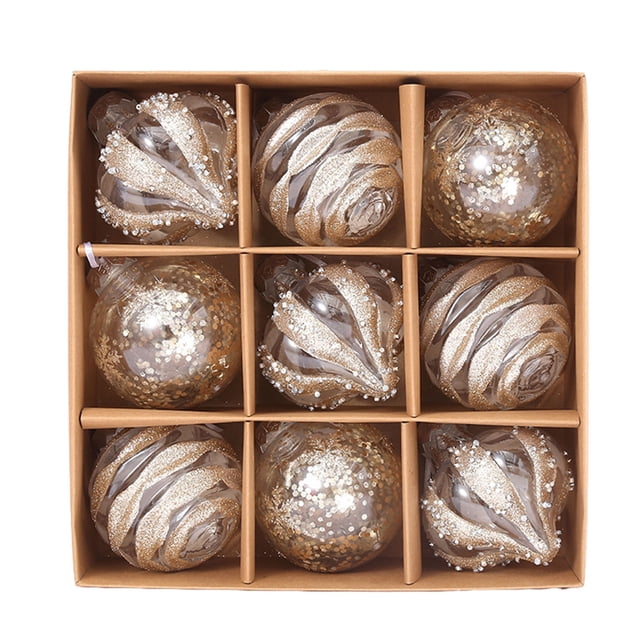 Advancent Adornos de árbol de Navidad duraderos, 9 piezas, para alegría navideña, añade ambiente festivo Kits de decoración para fiestas Champán
