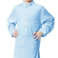 thumbnail image 5 of Zhuashum Baby Onesies 5-6 Years Arabic Thobe Thobe Long Sleeve Crew Robe National Embroidered Robe Set Adorable Playsuit Sky Blue, 5 of 6