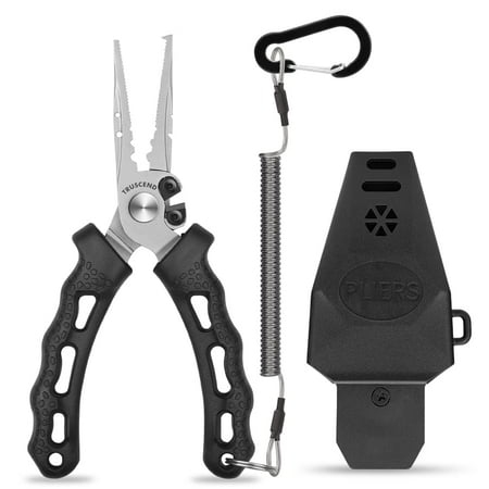 

TRUSCEND Fishing Pliers Saltwater with Mo-V Blade Cutter Corrosion Resistant Teflon Coated SUL Muti-Function Fishing Gear as Split Ring Plier Line Cutter Hook Remover Fishing Gifts for Men Uniq