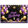 thumbnail image 6 of Purple and Gold Themed Happy Birthday Backdrop Banner with Balloons High Heels Gifts and Champagne Party Supplies Photography Props for Birthday Party Decorations, 6 of 8