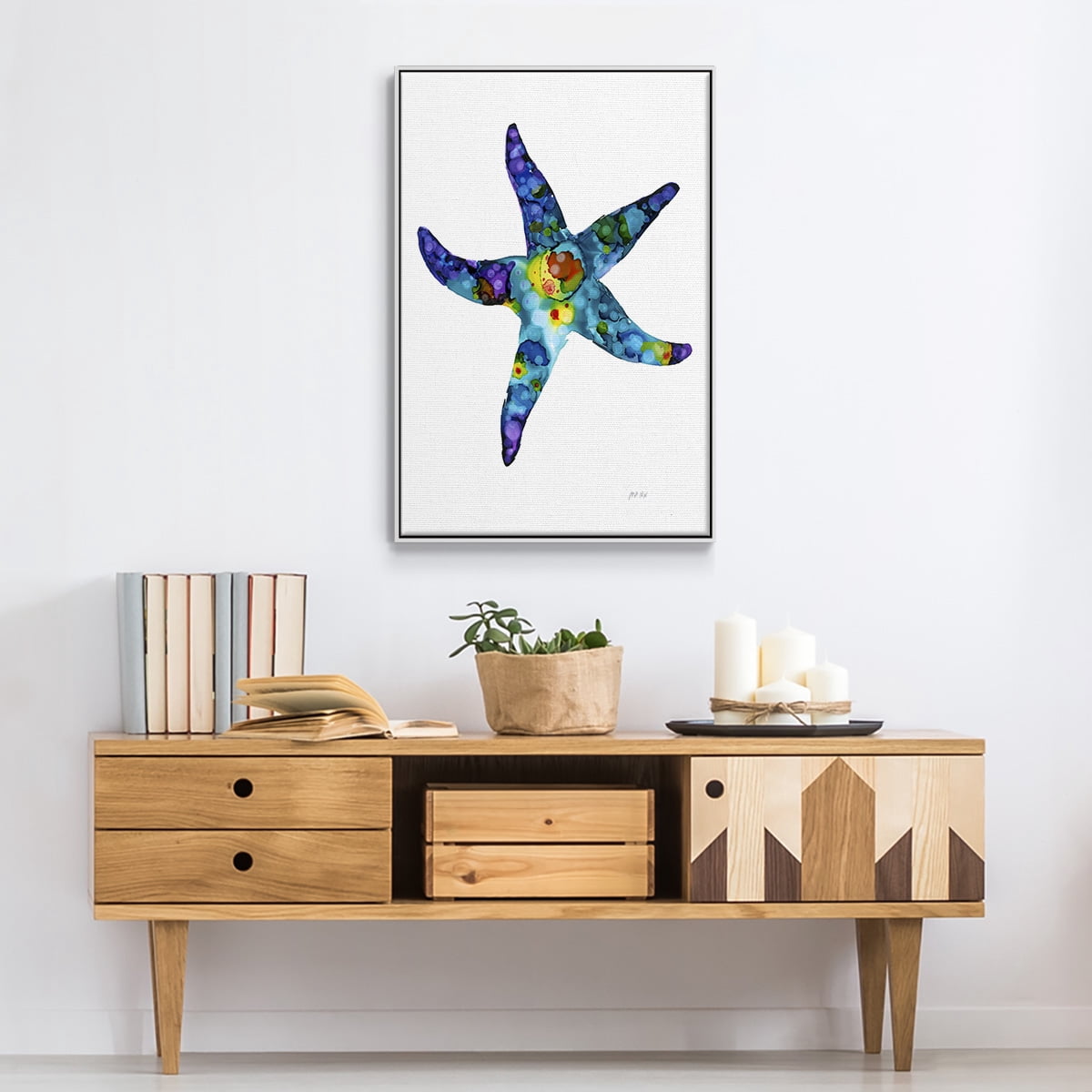 Sea Star Framed Premium Gallery Wrapped Canvas - Ready to Hang - 27 x 41 - White Floating Frame