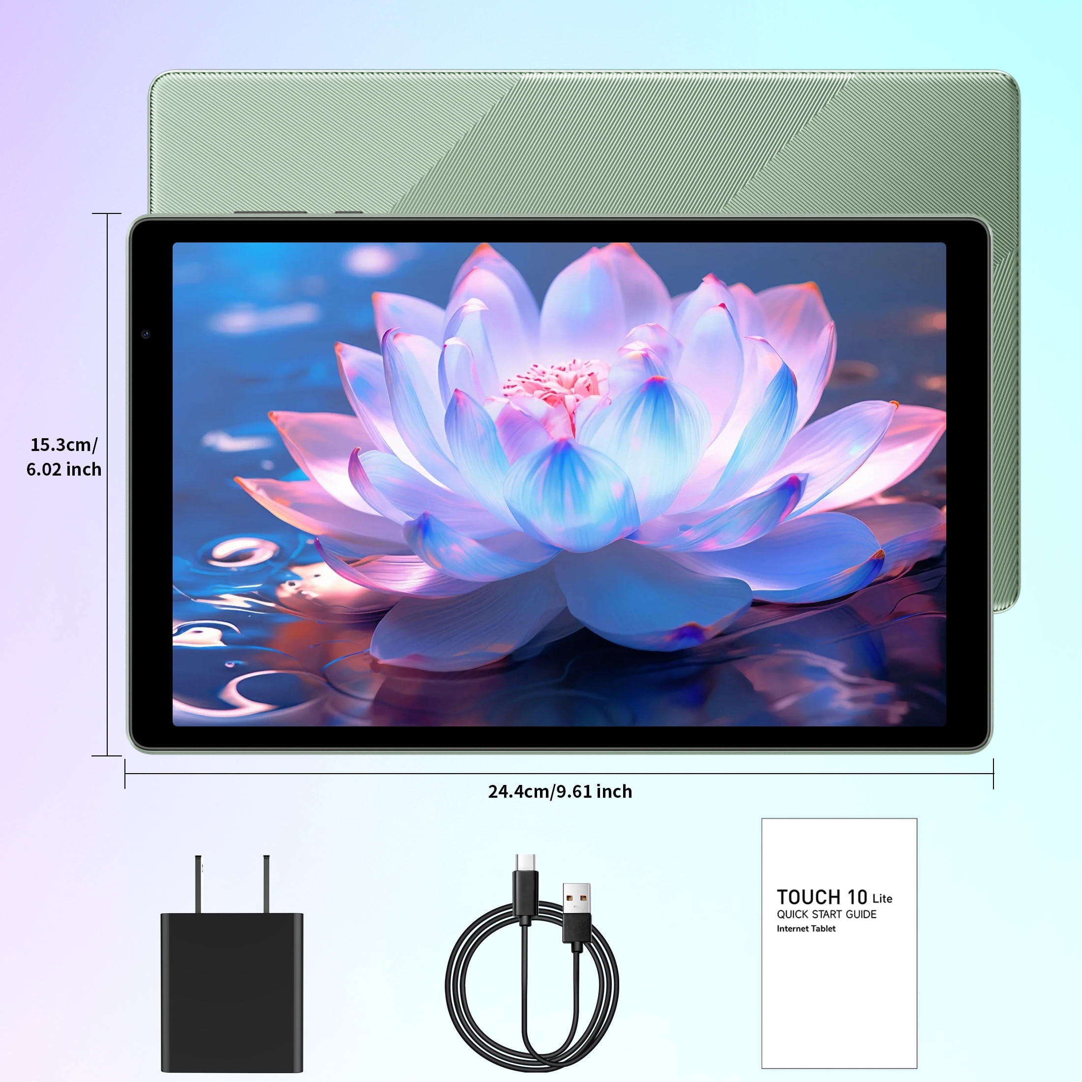 Android 16 Tablet 10.1 inch Tablet,8GB RAM 32GB ROM,WiFi 6,6000mAh Battery,1280 * 800 IPS Touch Screen,Metal Body,GMS Certified,Green