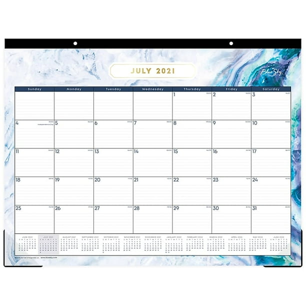 2021-2022 Blue Sky 17" X 22" Academic Desk Pad Calendar, Trina Turk Medallion Navy, White/Blue (128111) - Walmart.com
