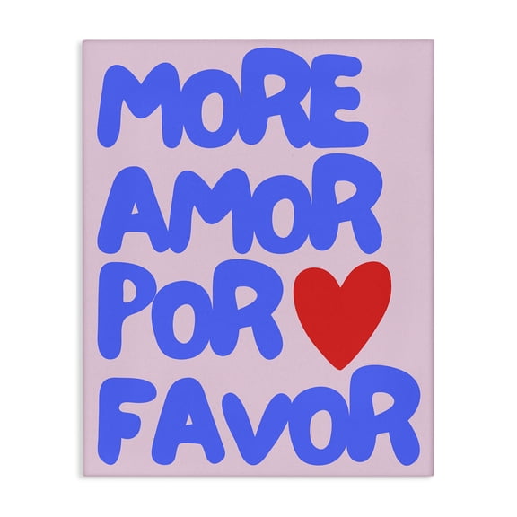 Stupell Industries Blue & Red More Amor Text & Numbers Painting Wrapped Canvas Art Print Wall Art, 16 x 20