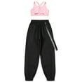 thumbnail image 4 of Sinleey Girls Hip Hop Dance Outfits Crop Tops with Chain Sweatpants Set Street Dance Outfits Active Pink 10, 4 of 7