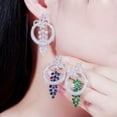 thumbnail image 5 of Blue CZ Tassel Round Dangle Drop Long 925 Silver Flower Party Earrings Jewelry, 5 of 9