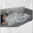 thumbnail image 6 of Vintage Blue Soft Flannel Fleece Blanket, Illustration of Branched Blue Anemone Blanda Flowers and Tiny Leaves, Cozy Plush for Indoor and Outdoor Use, 60" x 80", Blue Black and White, by Ambesonne, 6 of 6