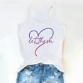 thumbnail image 5 of Camiseta sin mangas con estampado de letras para mujer, ideal para el verano: camiseta informal de cuello redondo con ajuste en el pecho, ideal para el día a día, 5 of 5
