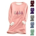 thumbnail image 3 of 2025 Thermal Underwear Tunic Tops for Women, Sherpa Fleece Lined Long Sleeve Christmas Print Crew Neck Sweatshirt (L, Wine 01), 3 of 3
