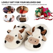 Spencer Women's Fuzzy Slippers Cute Animal Cow Plush Slippers Household Indoor Outdoor Slide Slippers Warm House Shoes
