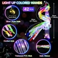 thumbnail image 3 of 42 PCS Light Up Wands for Wedding, Wedding Favors with 3 Colorful Flashing Modes, LED Fairy Wands with Bells for Wedding Send Off, New Year, Raves, Concert, Birthday, Party Streamers, 3 of 7
