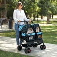 thumbnail image 4 of Gymax Double Pet Stroller w/ 2-seater Carrier Adjustable Sunshade Removable Pad Navy Blue, 4 of 8