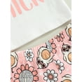 thumbnail image 6 of Toddler Baby Girl Easter Outfit Bunny Rabbit Short Sleeve T-Shirt Tops Bell-Bottom Flared Pants Sets Clothes, 6 of 8