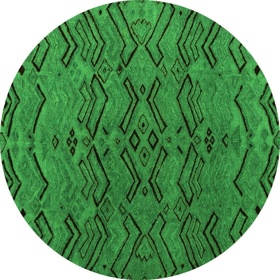 Ahgly Company Indoor Round Abstract Green Modern Area Rugs, 8' Round