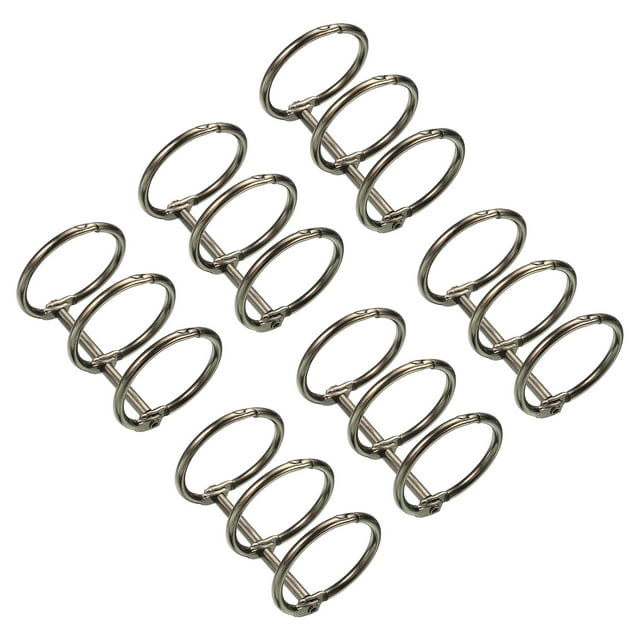 Unique Bargains 1' Dia. 3 Circle Detachable Metal Binder Rings Loose Leaf Rings, Dark Grey 6 Pack
